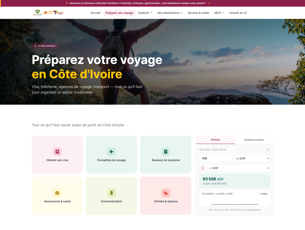 Visitez Côte d’Ivoire – Plateforme digitale de valorisation touristique nationale